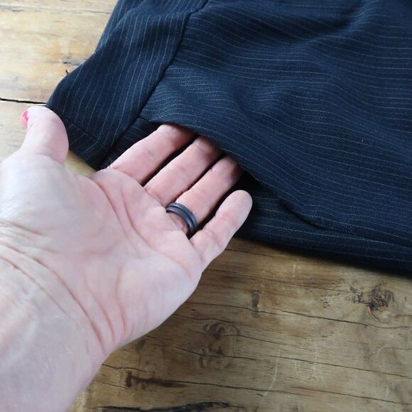 KASPER NAVY BLUE PIN STRIPE OFFICE BUSINESS SUIT PANTS TROUSERS SIZE 8 - Picture 5 of 7